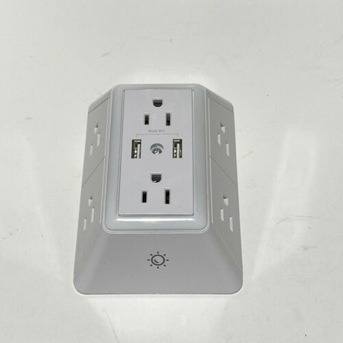 USB Wall Charger, Surge Protector, POWRUI 6-Outlet Extender with 2 USB
