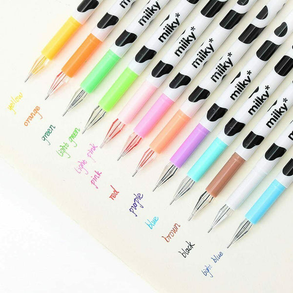 12 Colours Creative Cute Milk Cow Pen Colourful Gel Pen Sweet-style Design Pin