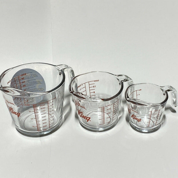 Anchor Hocking Fire-King 3PC measuring cup set, 250ml, 500ml and 1L,