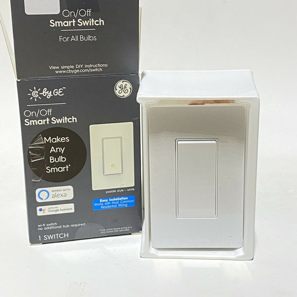 GE Lighting C by GE On/Off Smart Switch Paddle Style, White, Wi-Fi, Alexa