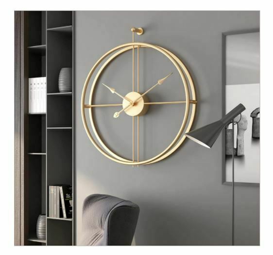 Modern 3D Wall Clocks Battery Operated Decorative 20"x24" Round Iron Metal Clock