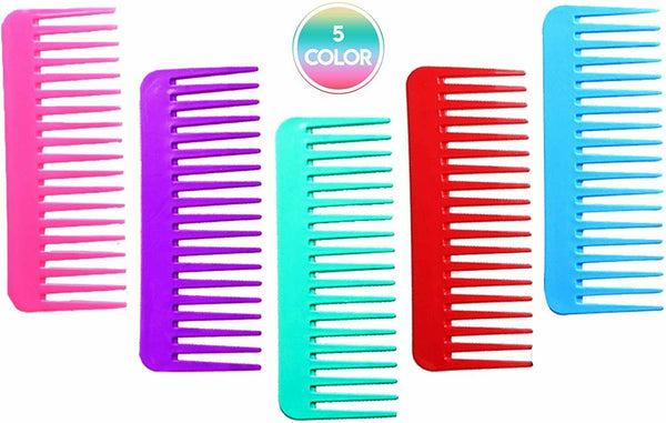 QITIMIR Colorful Large Wide Tooth Combs, Hair Comb Set 5 Colors