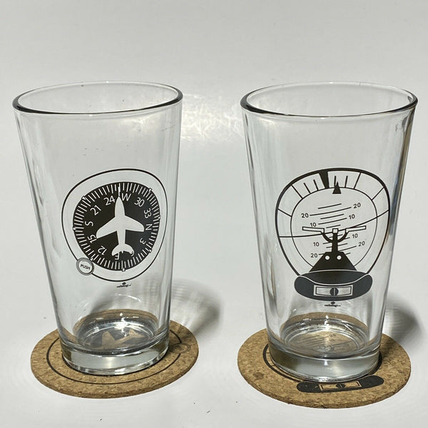 Corkology.com Aviation Clusters Pint Pack of two with Matching Coaster Set